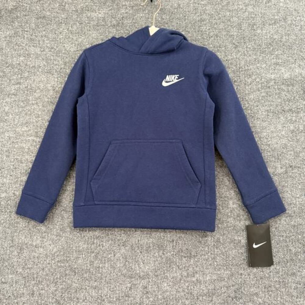 Nike Just Do It Kids Hoodie Sweatshirt Sz S 4-5 Yrs Navy Swoosh Hooded Pullover